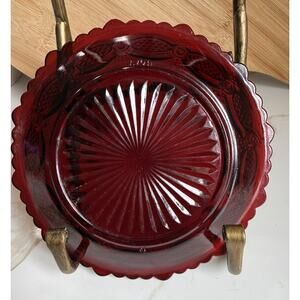 Avon 1876 Cape Cod Dessert Plate Ruby Red Glass 7.25 Inch Replacement